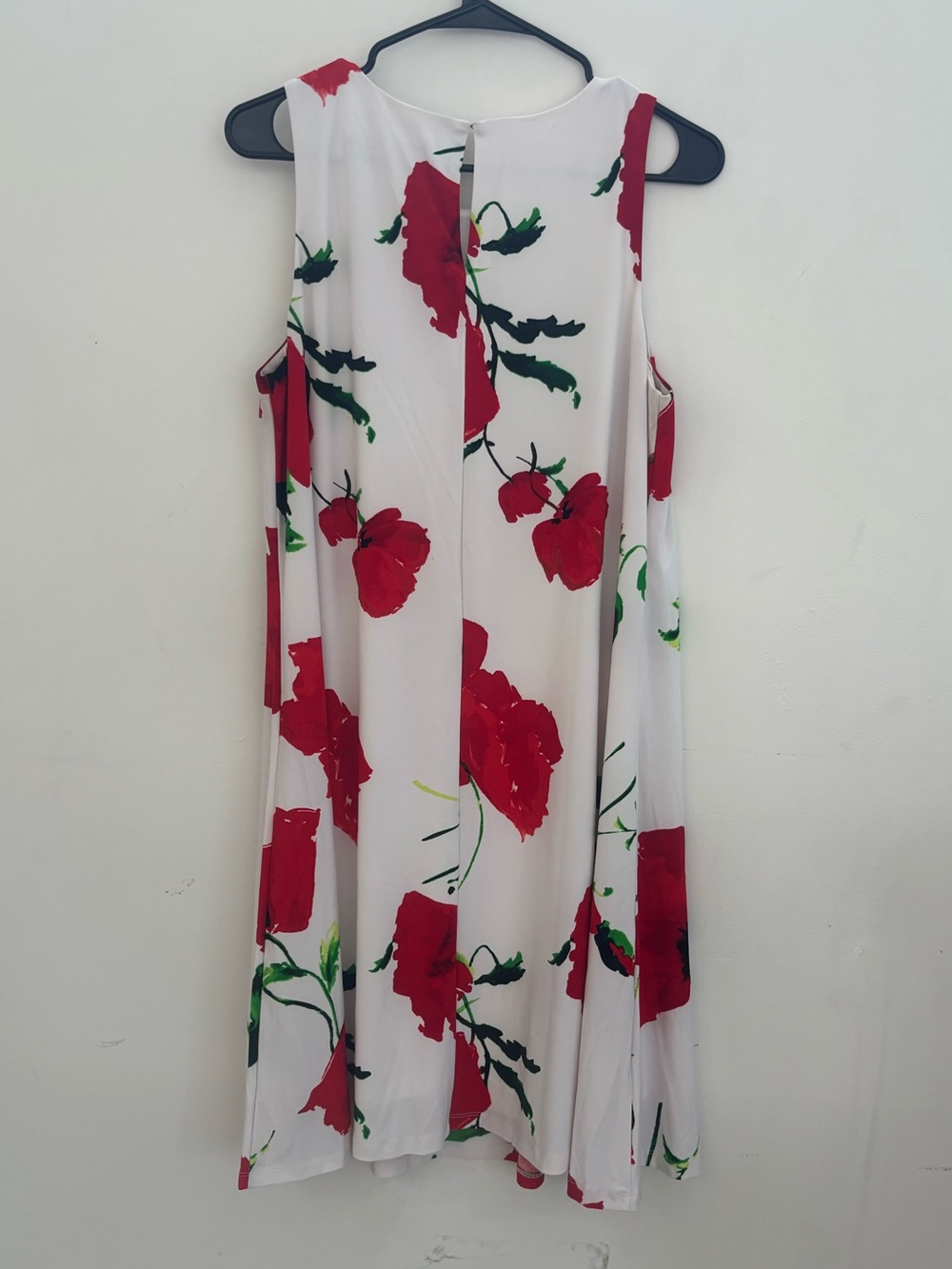 Anne Klein Size 12 White Dress with Red Floral Print - Picture 3 of 5